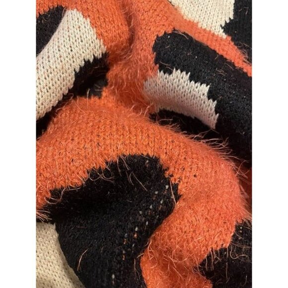 Easel Orange Fuzzy Leopard Print Super Soft Oversized Pullover Fun Sweater Small - Picture 5 of 7